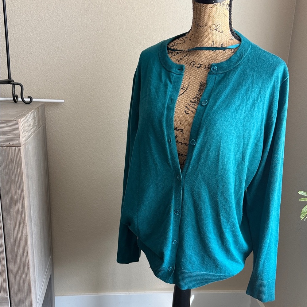 Lane Bryant Teal Button-Up Sweater